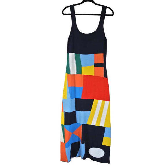 NEW, STAUD Katie Abstract Dress in Multi SZ L #MD1487 - Picture 4 of 8